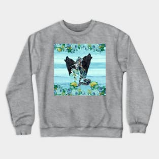 Wonderful elegant fox with flowers and wolves Crewneck Sweatshirt